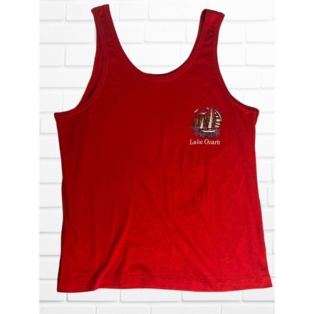 5/$25 Vintage Ched by Anvil Lake Ozark‎ Women's Tank Top Red The Ozarks
